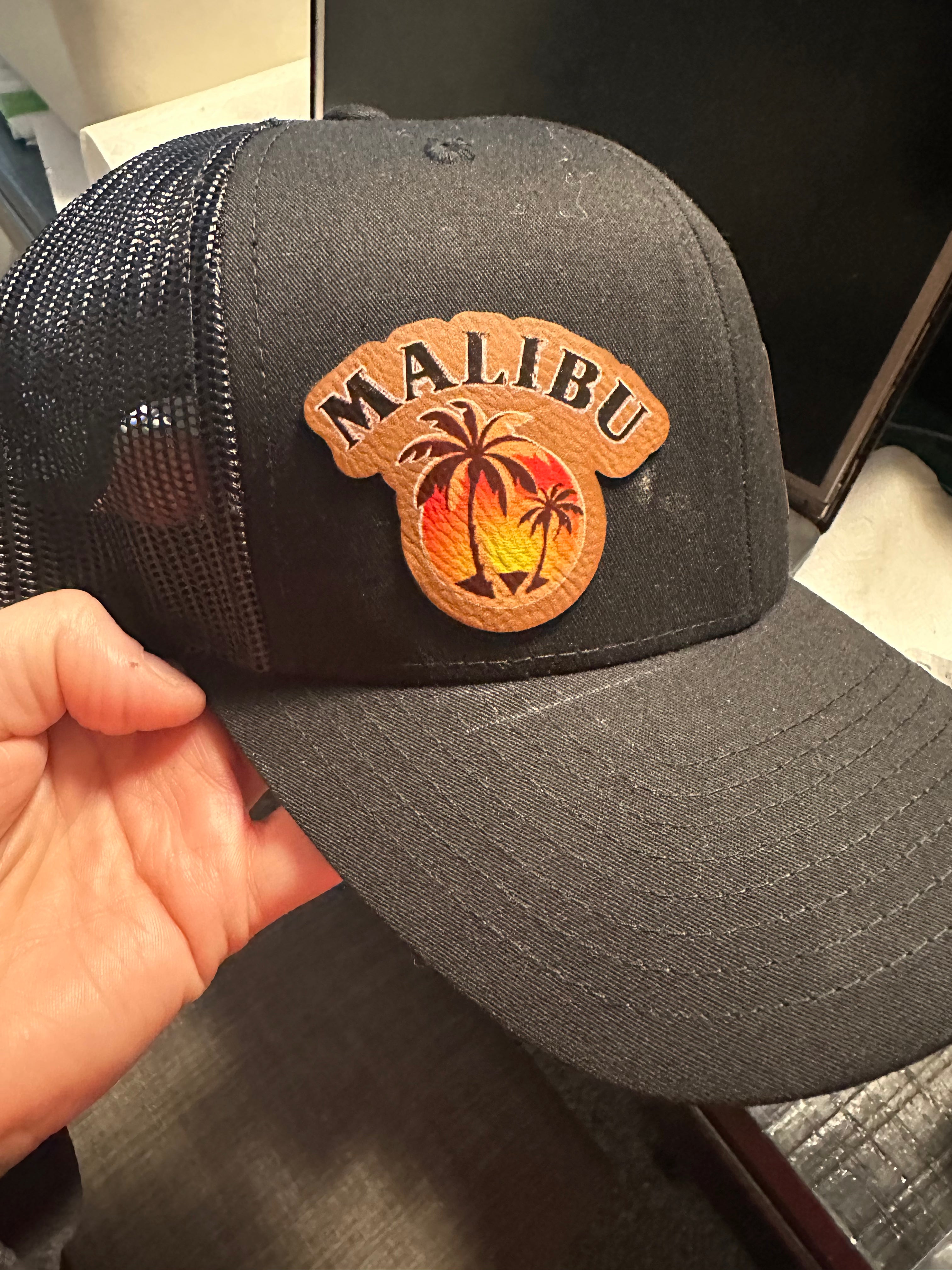 Hats with custom leather patches