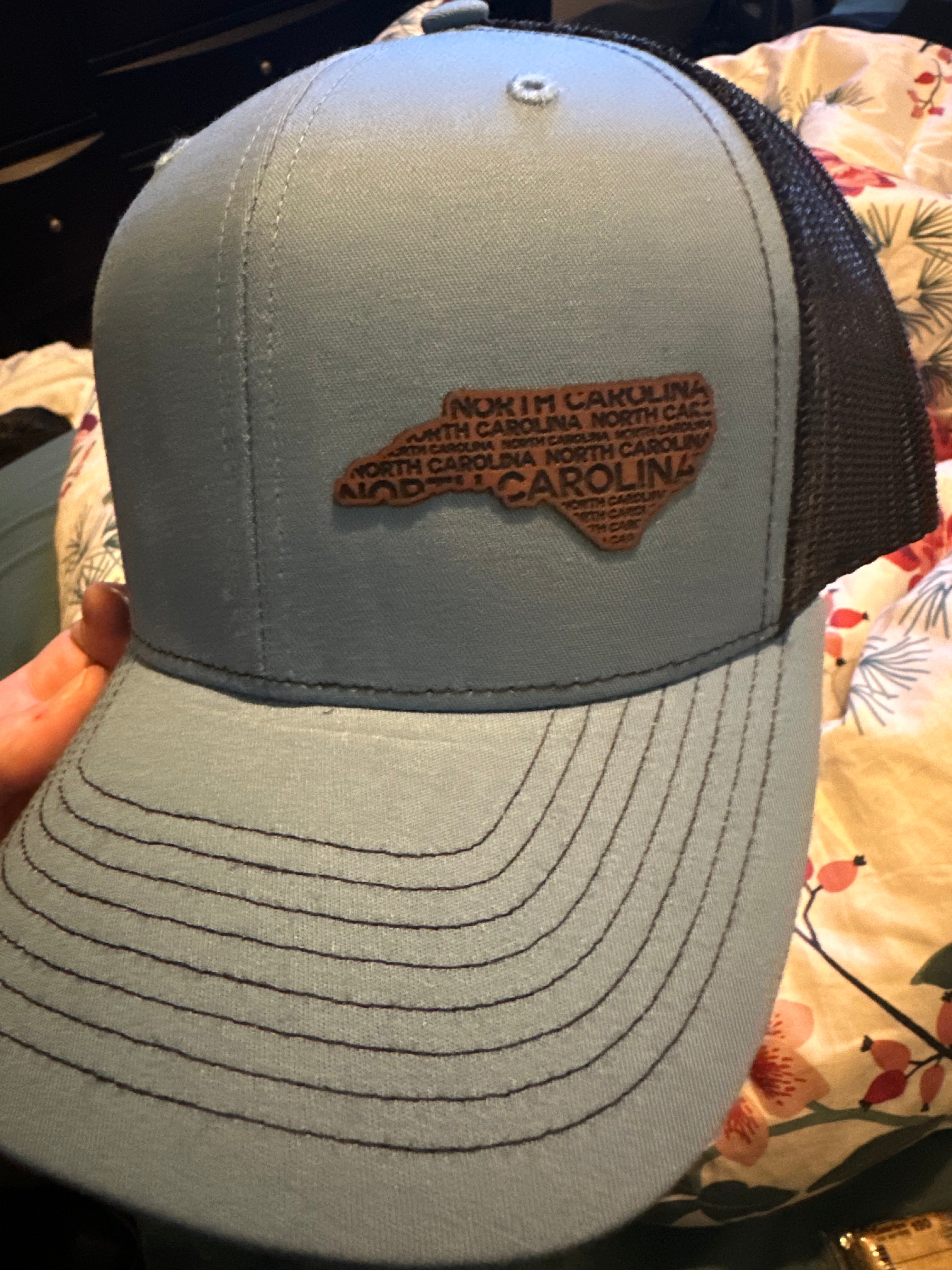 Hats with custom leather patches